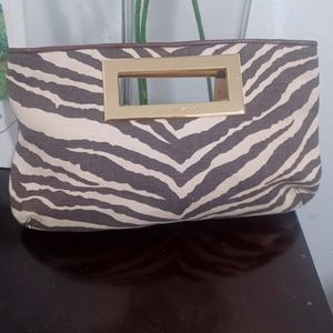 Michael Kors Animal Print Clutch W Gold Hardware | Color: Black/Tan |